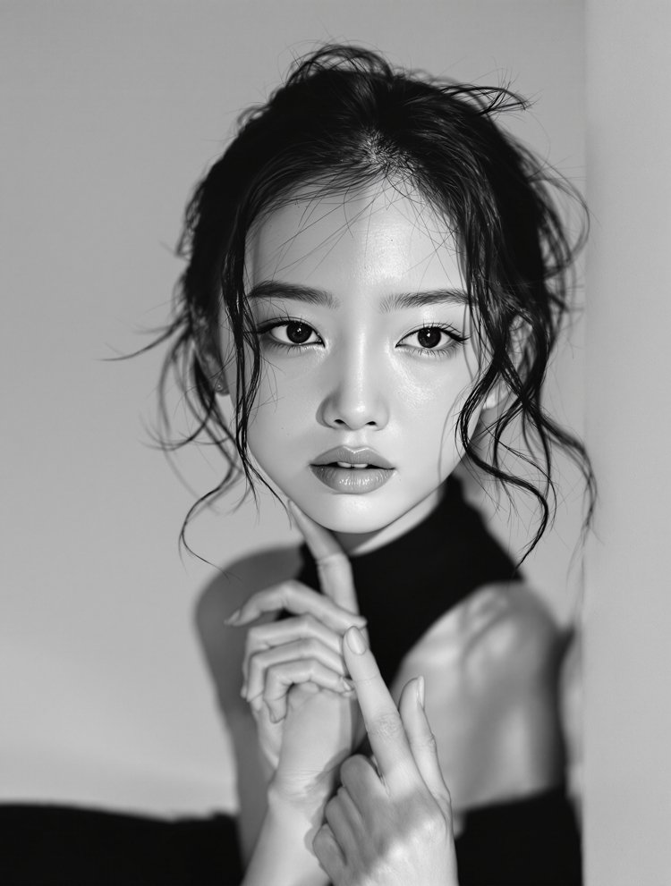 黑白极简艺术人像
