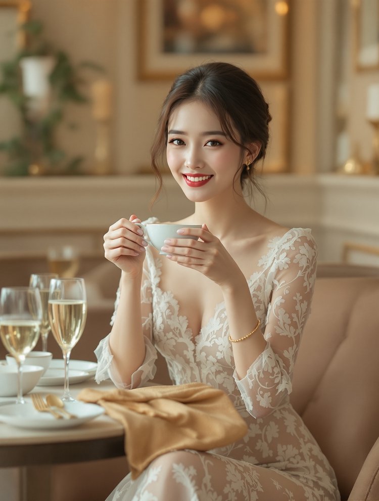 蕾丝裙优雅下午茶