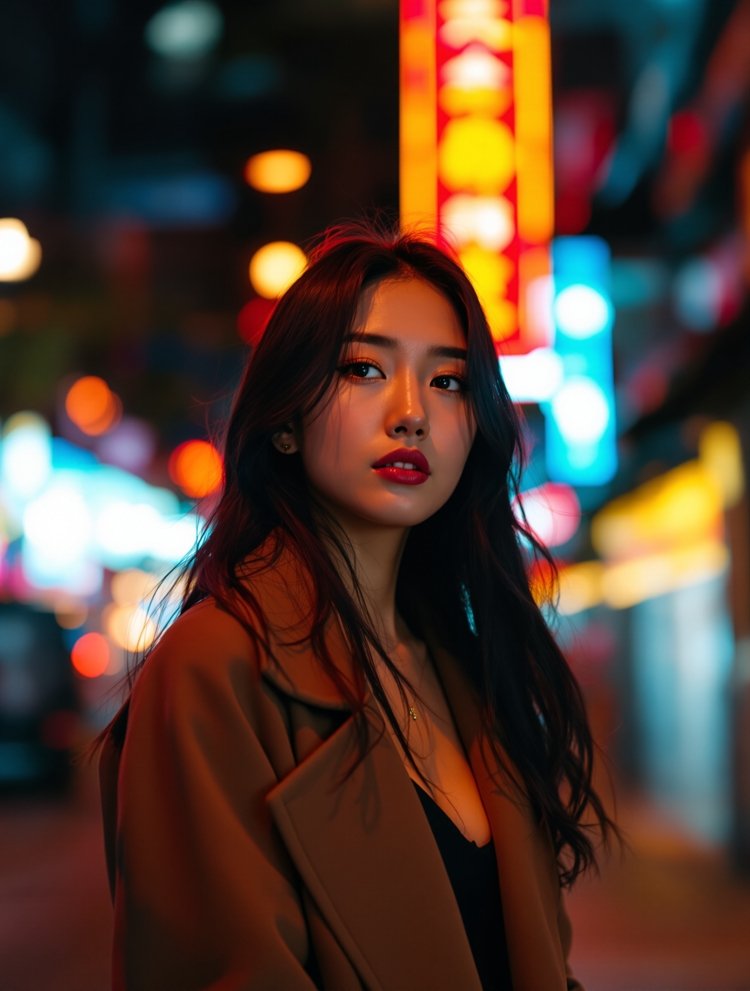 霓虹夜色都市人像
