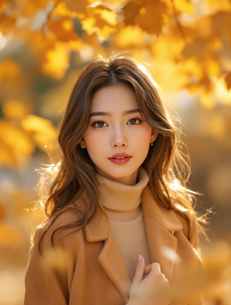 秋叶金黄季节人像